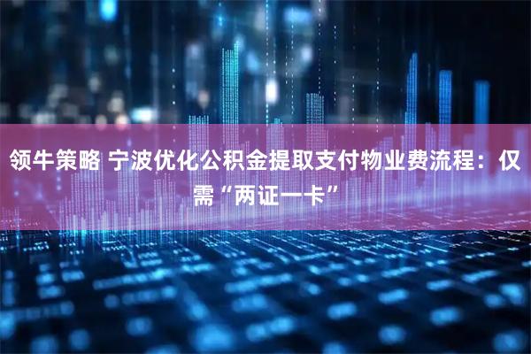 领牛策略 宁波优化公积金提取支付物业费流程：仅需“两证一卡”