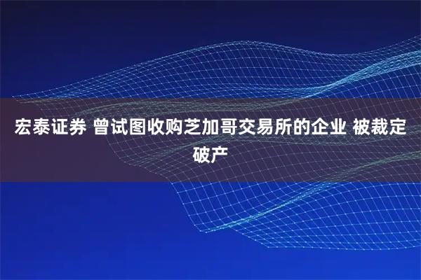 宏泰证券 曾试图收购芝加哥交易所的企业 被裁定破产